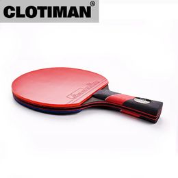 Hoge kwaliteit carbon bat tafeltennis racket met rubber pingpongpeddel korte handvat tennistafel rackt lange handvat offensief 240131