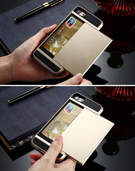Bolsillo de tarjeta de alta calidad para la caja del teléfono de Iphone X para la caja de la cartera de Iphone 8 7 6 6S Plus
