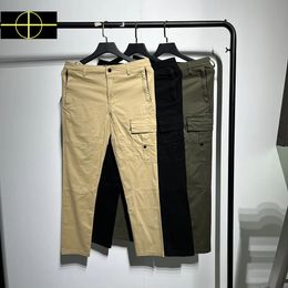 Pantalones de carga de alta calidad Hombres Mujeres del lado delgado Patch Bordado del bordado de la cremallera rectas Bordos 240411