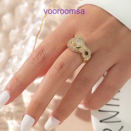 Hoge kwaliteit Carter 18k goud vakantiecadeau ring sieraden echt goud plating 2024 nieuwe mode koper ingelegd zirkonium luipaard ring dier met originele doos