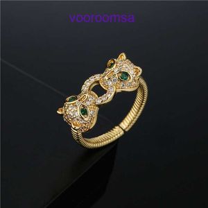 Bague cadeau de vacances Carter en or 18 carats de haute qualité Bijoux Petite et généreuse bague léopard à double tête avec ouverture réglable Or 18 carats avec boîte d'origine