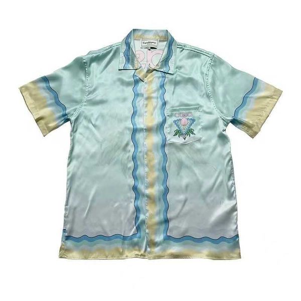 Chemise boutonnée CASABLANCA de haute qualité tennis de table imprimé floral chemise à manches courtes en soie ample et polyvalente pour hommes et femmes