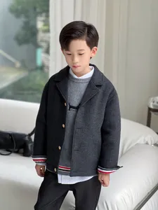 Manteau en cachemire de haute qualité pour enfants, vestes d'automne et d'hiver pour garçons, vêtements à col rabattu, vêtements d'extérieur pour enfants