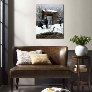 Hoge kwaliteit Caspar David Friedrich schilderij landschap canvas kunst kerkhof onder sneeuw handgeschilderde slaapkamer decor