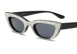 Gafas de sol de cristal de diseñador de marca Vintage de ojo de gato de alta calidad, gafas de diamantes de imitación ostentosas para mujer, gafas de fiesta Rave Festival2948471