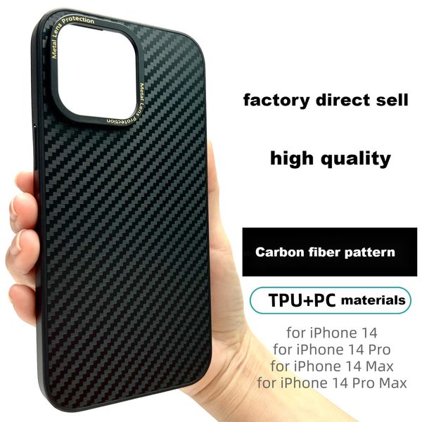 Funda para teléfono móvil de alta calidad, patrón de fibra de carbono esmerilado, sensación de piel, antihuellas, antiarañazos, para iphone 12, 13, 14 pro max