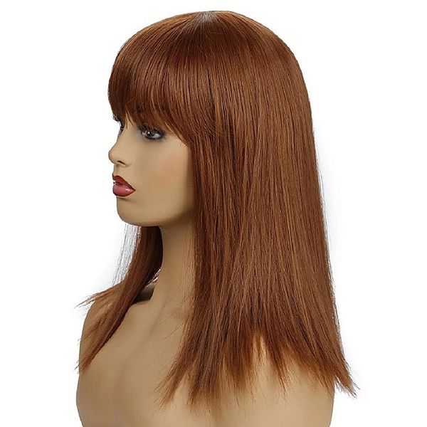 Partis centraux de haute qualité Pergues courtes 2024 Vente chaude brun droit qi bangs coiffure en gros Europe America Fashion Permed Rose Net Curly Wig