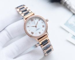 Hoge kwaliteit keramiek horloge Dames luxe horloge Designer horloge 30 mm Zwarte Romeinse wijzerplaat Roestvrij uurwerk quartz horloge Tag horloge Diamanten horloges dames 128