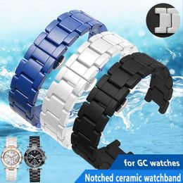 Banda de reloj de cerámica de alta calidad para GC Watches Band Band Pulsera de cerámica Notched Fashion 220622309z