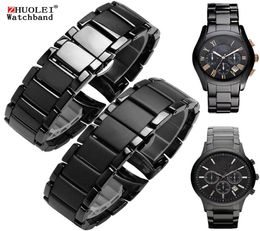Hoogwaardige keramische horlogeband voor AR1451 AR1452 AR1400 AR1410 Watchbanden met roestvrijstalen vlinderclasp 22 mm 24 mm 2205072933451