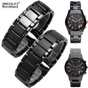 hoge kwaliteit keramiek horlogeband voor AR1451 AR1452 AR1400 AR1410 horlogebanden met roestvrijstalen vlindersluiting 22mm 24mm 220507