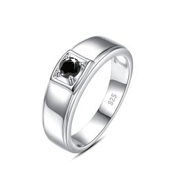 Hoge kwaliteit gecertificeerde ronde geslepen zwarte ring voor mannen met certificaat massief zilver 925 bruiloft sieraden geslaagd voor testtrend 240112