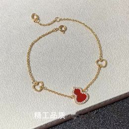 hoge kwaliteit bedelarmband designer armband voor vrouw rode kalebas agaat armband luxe met diamanten armband liefhebbers armband unisex Valentijnsdag verjaardagscadeau