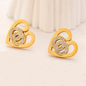 Boucles d'oreilles de créateur de charme de haute qualité en acier inoxydable, bijoux de marque en forme de cœur pour femmes avec boîte