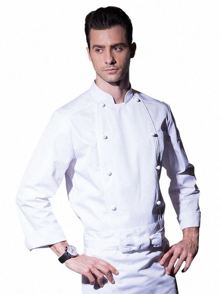 Chaqueta de chef de alta calidad LG Manga Restaurante Cocina Cocinero Uniforme Hotel Ropa de cocina unisex Catering Mens Camarero Monos k7zh #