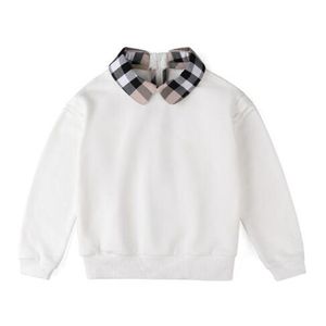 haute qualité vêtements pour enfants filles à capuche mode nouvelle chemise tricotée blanche automne hiver chemises à fond coton chaud revers pull