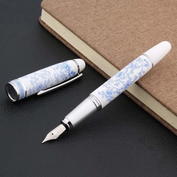 Stylo plume à pointe moyenne en porcelaine chinoise bleue et blanche de haute qualité, papeterie fournitures scolaires et de bureau 240111