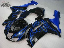 Hoge Kwaliteit Chinese Fairing Kits voor Kawasaki Ninja 2007 2008 ZX6R 07 08 ZX 6R ZX636 Blue Fames Motorfiets Volledige Set Vogelvakken Carrosserie