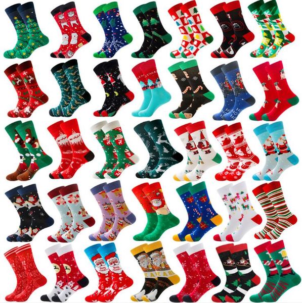 Calcetines de Navidad para hombre y mujer, calcetín largo de algodón de alta calidad con personalidad feliz, dibujos animados, invierno y otoño