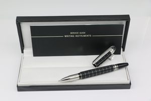Classi-Bolígrafo con cuerpo de rejilla plateada y negra, con número de serie, papelería para escuela y oficina, regalo perfecto, cabeza de cristal