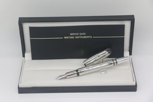 Stylo plume à corps en grille argentée en métal Classi avec numéro de série stylo d'écriture de papeterie scolaire et de bureau