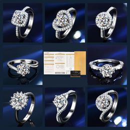 Hoge kwaliteit Klassieke 1 karaat Moissanite Verstelbare open ringen Mode charme sieraden S925 sterling zilver Verloving bruiloft Diamanten ringen dames Valentijnsdag