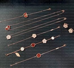 Colliers coccinelle classiques trèfle à 4/quatre feuilles de haute qualité, pendentifs en nacre plaquée acier inoxydable 18 carats pour femmes, bijoux de fiançailles pour la fête des mères