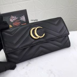 Cartera de diseñador clásico de alta calidad Luxurys Bolso de cuero para hombres y mujeres Marmont Letters Girls Wallet Caja original Digram New Fashion Card Holder