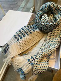 Écharpe polyvalente tricotée classique de haute qualité, châle à la mode de couleur bleu et blanc, chaud en automne et en hiver