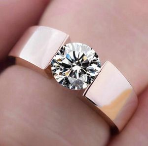 Hoge kwaliteit klassieke mannen jongens Sterling zilver S925 stempel CZ diamant 18K rose gouden bruiloft verlovingsringen Anillo vrouwen meisjes love9270318