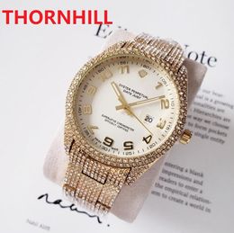 haute qualité classique hommes diamants anneau numérique numéro cadran montre en acier inoxydable automatique sport hommes étanche quartz temps bracelet montres montre de luxe