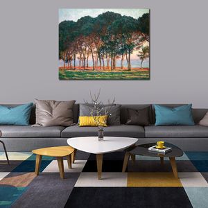 Reproducción de pintura al óleo de Claude Monet de alta calidad bajo los pinos, lienzo hecho a mano, arte, paisaje, decoración del hogar para el dormitorio