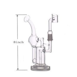 Recycleur de verre clair de haute qualité dab rig bong 8 pouces tuyau d'eau en verre pomme de douche perc barboteur de plate-forme pétrolière avec banger / bol d'huile