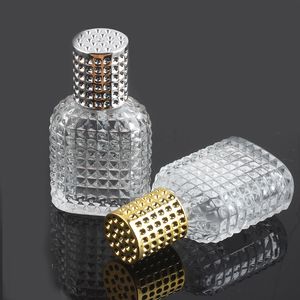 Flacon vaporisateur en verre transparent de haute qualité 30ML Bouteille de parfum rechargeable avec atomiseur de parfum en argent doré Livraison gratuite