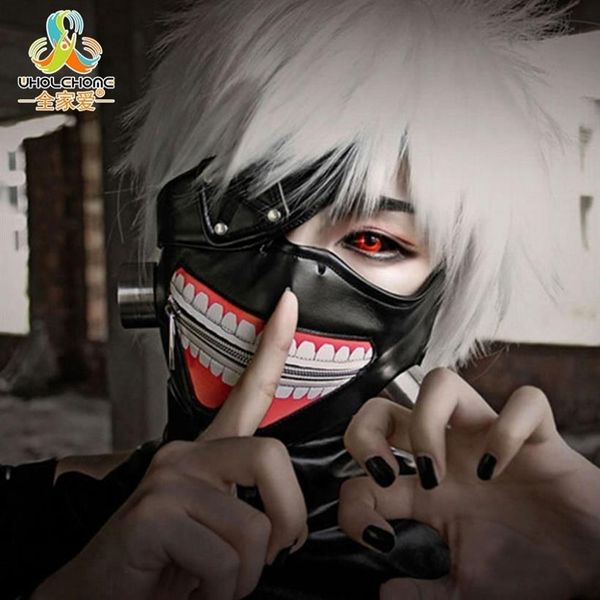 Liquidación de alta calidad Tokyo Ghoul 2 Kaneki Ken Máscara Máscaras con cremallera ajustable Cuero de PU Máscara fresca Blinder Anime Cosplay Y200103326s