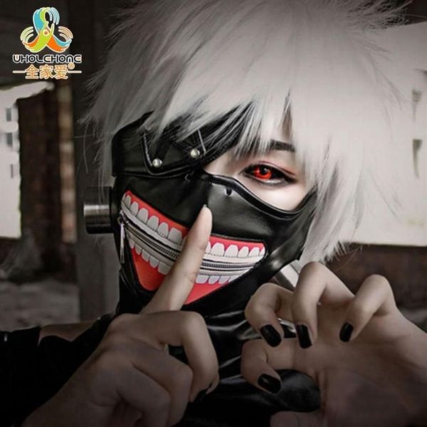 Dégagement de haute qualité Tokyo Ghoul 2 Kaneki Ken Masque Masques à glissière réglables en cuir PU Cool Masque Blinder Anime Cosplay Y200103229L