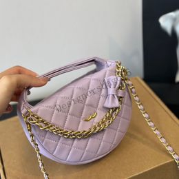 Sac d'embrayage de haute qualité Designer Femmes Pouch Bowknot Chain Handbag Mirrers Miroirs de veau à grain d'origine Mini Hobo Luxury Bag Sacoche Purse