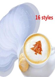 Moule à café de haute qualité Appuccino 16 pièces par lot Latte pianting pochoir moule café décor Barista Duster Art modèle Strew Pad Duster9713790