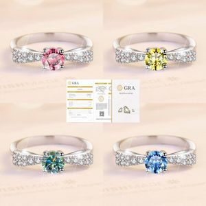 Alta calidad Color gema moissanite anillo clásico color Mossant anillo de diamantes 925 plata esterlina Moda encantos joyería Compromiso anillo de bodas Regalo del día de San Valentín