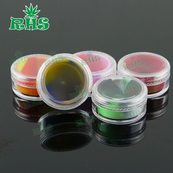 Récipient en plastique coloré de haute qualité de 5 ml insérez de la cire saine petits récipients transparents avec couvercle pots en silicone dab récipient de cire dab huile de paille