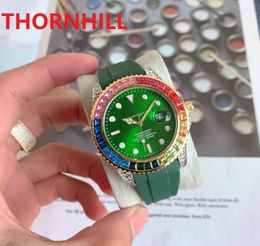 haute qualité diamants colorés bague montres 41mm japon mouvement à quartz hommes femmes noir vert rouge caoutchouc silicone verre saphir luxe mâle montre-bracelet cadeaux