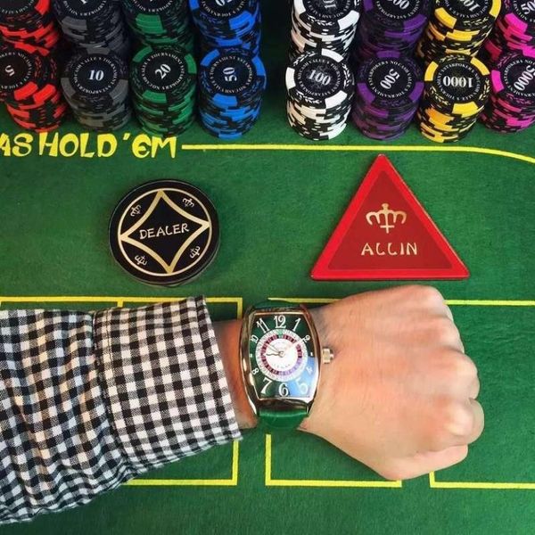 Complicación de alta calidad para hombre reloj LAS VEGAS Ruleta Chips de color Rueda sesgada AUTOMÁTICO mecánico COOL reloj de pulsera para hombre 8880272I