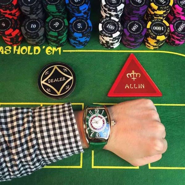 Haute qualité complication hommes montre LAS VEGAS Roulette puces de couleur roue biaisée automatique mécanique COOL montre-bracelet pour hommes 88802835