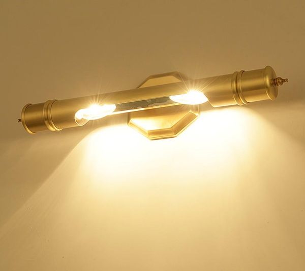 lampe de miroir en cuivre de haute qualité applique moderne AC110V 220v lumières de salle de bain en or