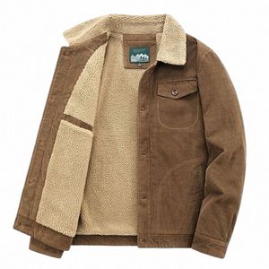 Veste d'hiver en velours côtelé de haute qualité pour hommes, Plus Veet, veste d'outillage décontractée, Parka rétro courte en peluche d'agneau, manteaux c1pl #