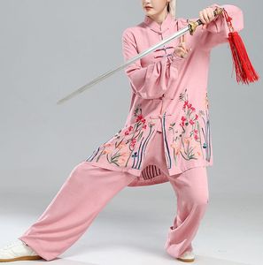 Cottonlinen de haute qualité Springaunmn Emblorisery Fleur Kung Fu Tai Chi Uniforms Wushu Vêtements Arts martiaux Cuissiers taijiquans