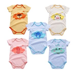 Haute qualité coton barboteuse à manches courtes bébé vêtements une pièce été unisexe bébé vêtements fille garçon combinaisons animal 210309