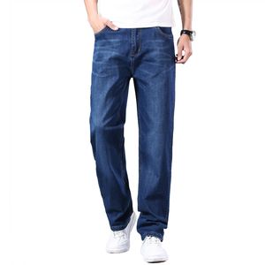 Coton de haute qualité Stretch Men's Droit Lâche Été Dix Jeans Spring Classic Marque Casual Jeans légers Bleu 210318