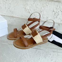 Hoge kwaliteit rundleer dikke sandalen met verstelbare gesp Slippers sandaal met enkelbandje flats pantoffels platform luxe ontwerpers slides fabrieksschoeisel