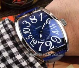 Heures folles de haute qualité 8880 ch acbl bluestrap mens watch automatique étui argent messages sport montres en cuir bleu strap5044725